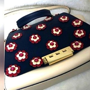 LAST CHANCE!Zac Posen Blue and White Leather Shoulder Bag with Replacement Beads